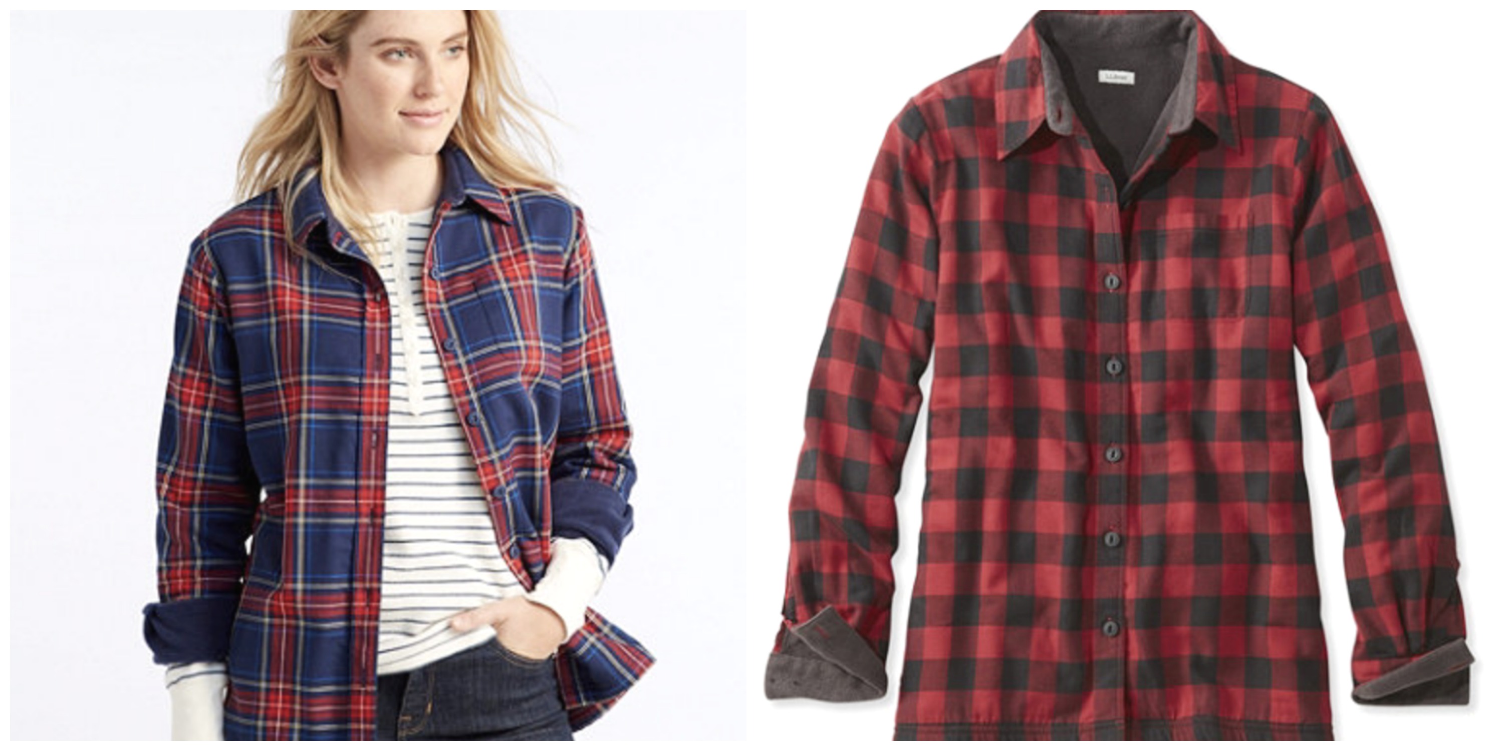 ll bean flannel lined sweatshirt